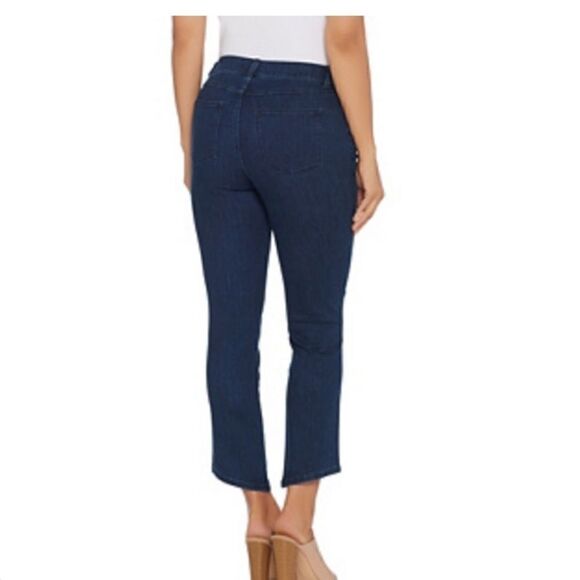 Lisa Rinna Collection Medium Wash Angled Hem Jeans - Picture 2 of 8